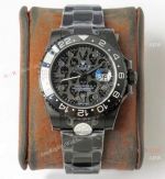 Super Clone Rolex GMT Master II REVENGE Watch Skull Dial Matte Black Swiss 3285 Movement